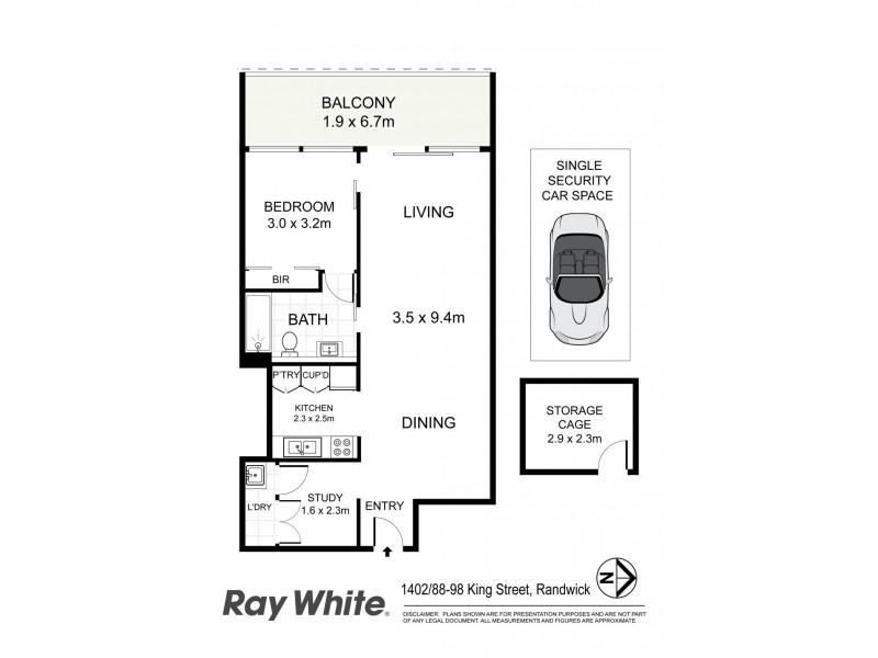 1402/88-98 King Street, Randwick NSW 2031 Floorplan