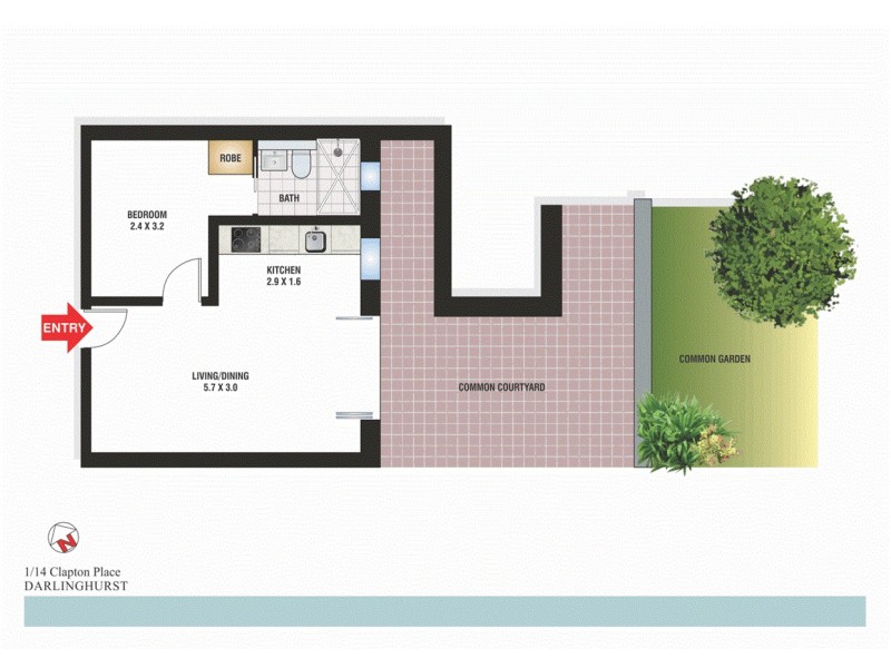 1/14 Clapton Place, Darlinghurst NSW 2010 Floorplan
