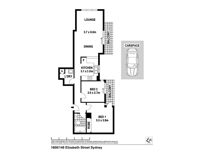 1608/148 Elizabeth Street, Sydney NSW 2000 Floorplan