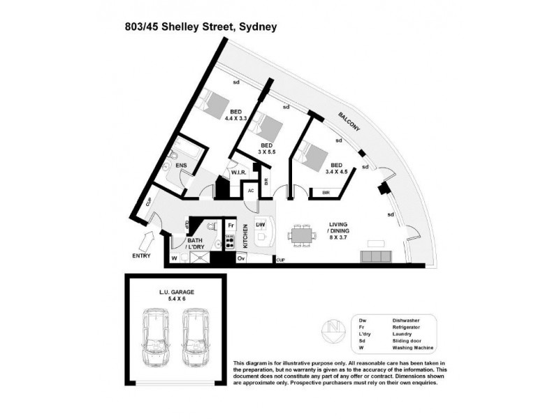 803 45 Shelley Street, Sydney NSW 2000 Floorplan
