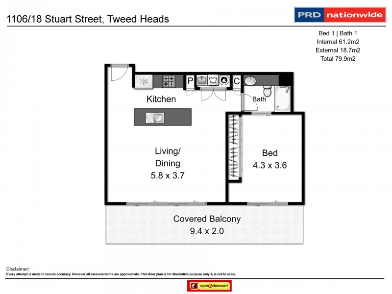 1106/18 Stuart Street, Tweed Heads NSW 2485 Floorplan