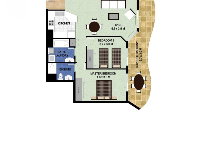 1506/88 Marine Pde, Coolangatta QLD 4225 Floorplan