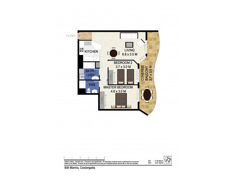 906/88 Marine Pde, Coolangatta QLD 4225 Floorplan