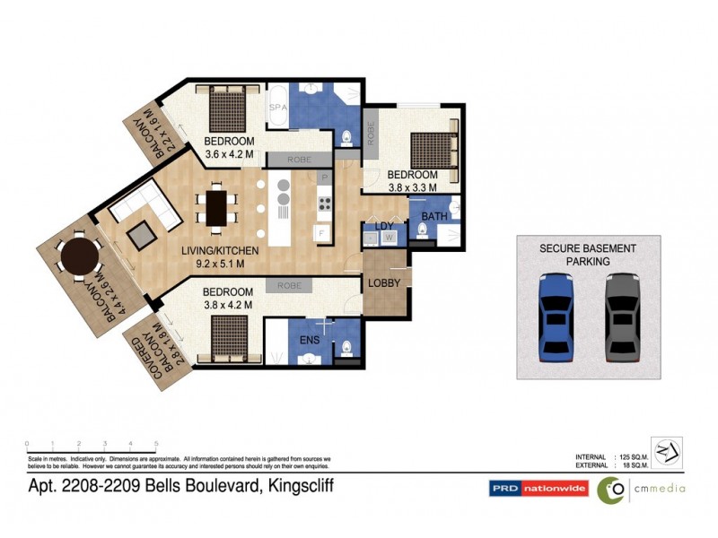 2208-2209/1-25 Bells Boulevarde, Kingscliff NSW 2487 Floorplan