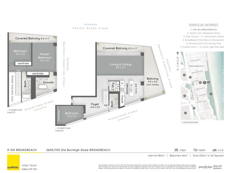2605/159 Old Burleigh Road, Broadbeach QLD 4218 Floorplan