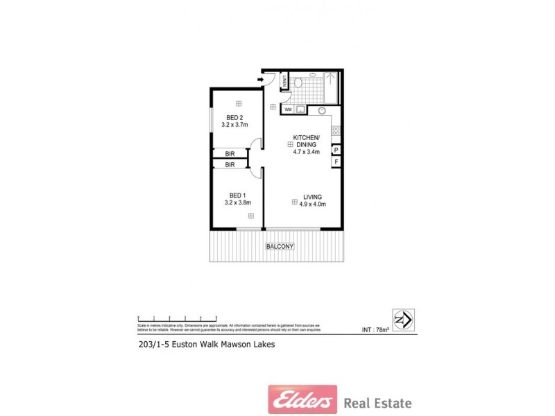 203/1-5 Euston Walk, Mawson Lakes SA 5095 Floorplan