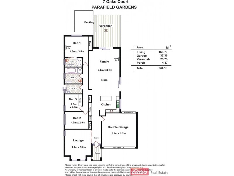 7 Oaks Court, Parafield Gardens SA 5107 Floorplan