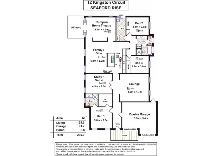 12 Kingston Circuit, Seaford Rise SA 5169 Floorplan