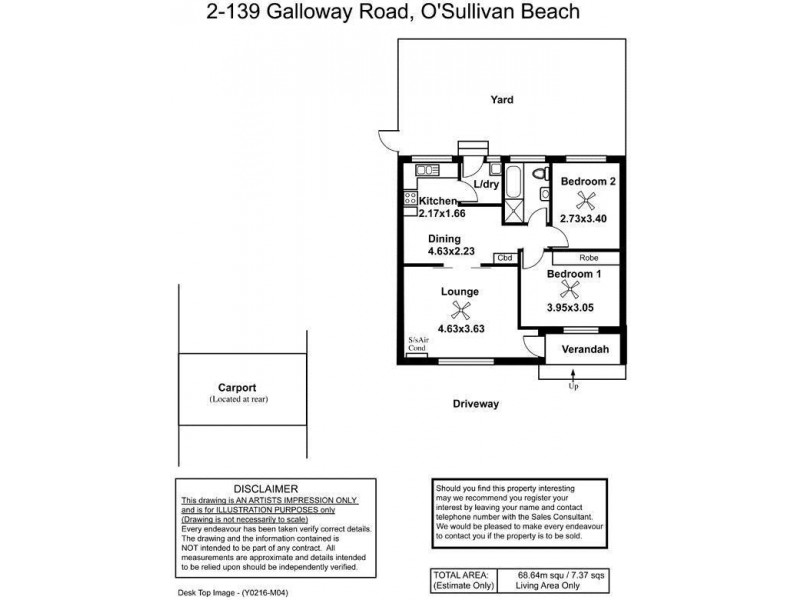 Unit 2 – 139 Galloway Road, O’sullivan Beach SA 5166 Floorplan