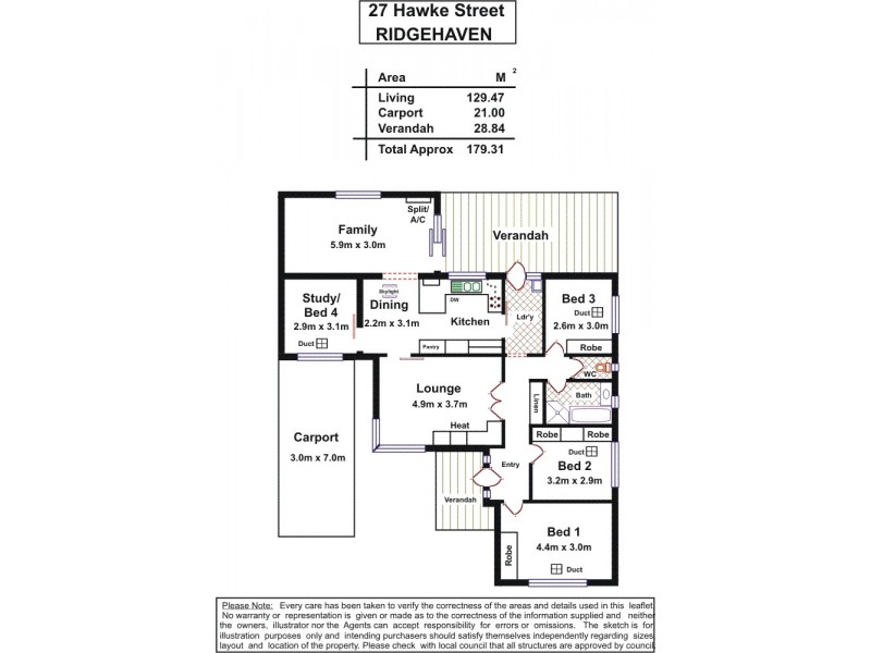 27 Hawke Street, Ridgehaven SA 5097 Floorplan