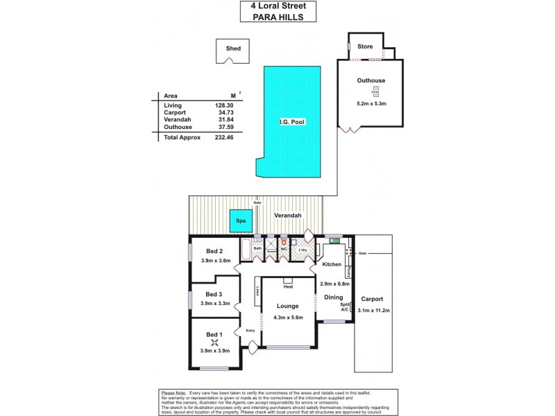 4 Loral Street, Para Hills SA 5096 Floorplan