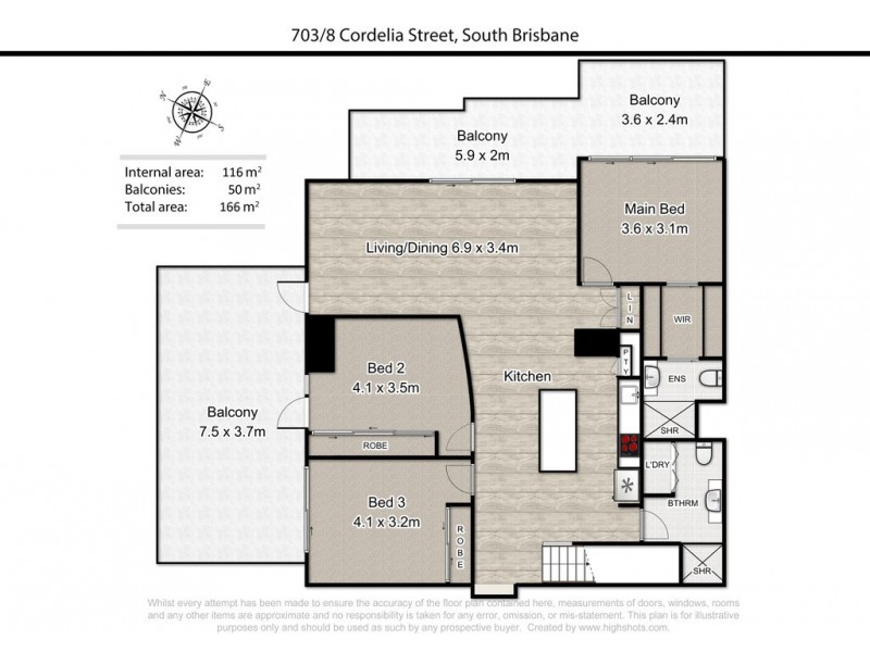 703/8 Cordelia Street, South Brisbane QLD 4101 Floorplan