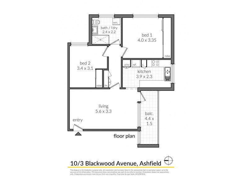 10/3 Blackwood Avenue, Ashfield NSW 2131 Floorplan