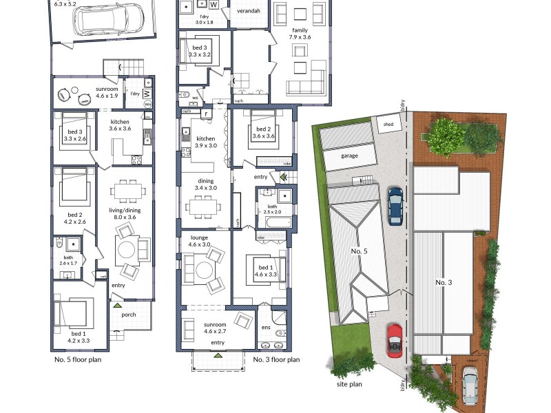 3 and 5 Dunkeld Avenue, Hurlstone Park NSW 2193 Floorplan