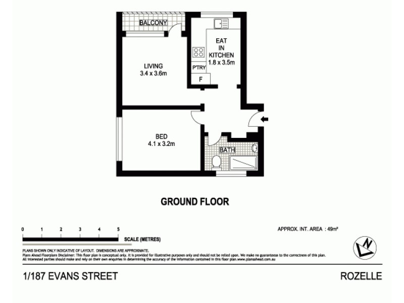 1/187 Evans Street, Rozelle NSW 2039 Floorplan