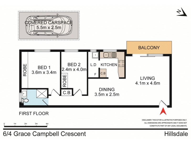 6/4 Grace Campbell Crescent, Hillsdale NSW 2036 Floorplan