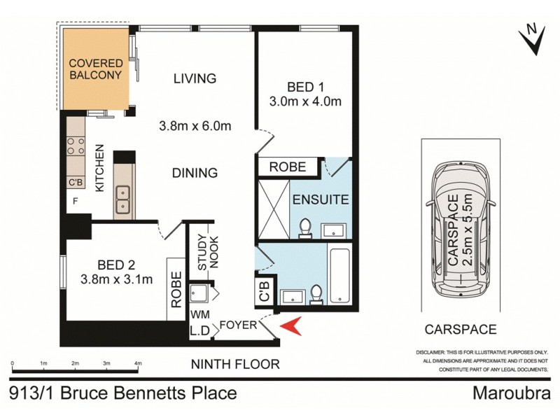 913/1 Bruce Bennetts Place, Maroubra NSW 2035 Floorplan
