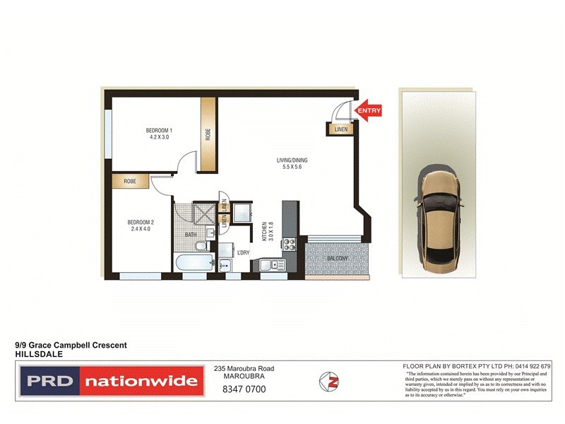 9/9 Grace Campbell Crescent, Hillsdale NSW 2036 Floorplan