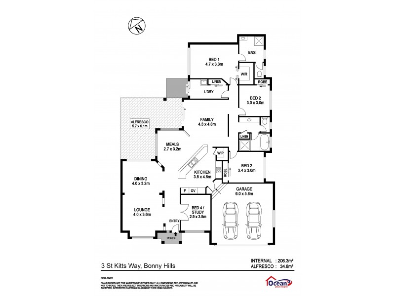 3 St Kitts Way, Bonny Hills NSW 2445 Floorplan