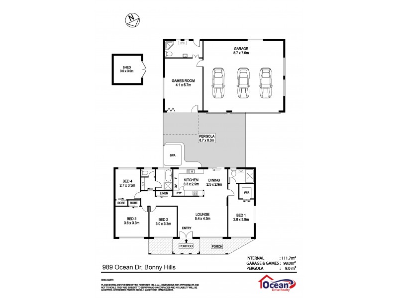 989 Ocean Drive, Bonny Hills NSW 2445 Floorplan