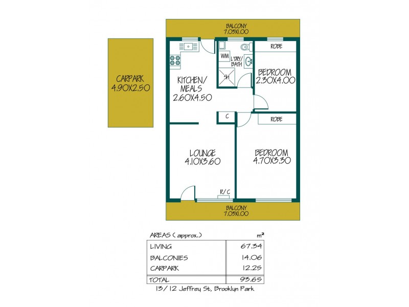 13/12 Jeffrey Street, Brooklyn Park SA 5032 Floorplan