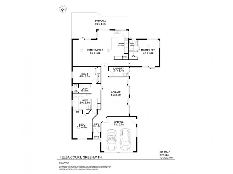 1 Elba Court, Greenwith SA 5125 Floorplan