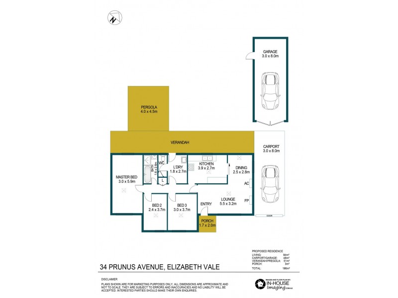 34 Prunus Avenue, Elizabeth Vale SA 5112 Floorplan