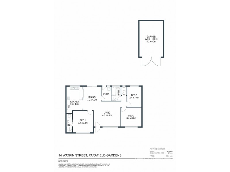 14 Watkin Street, Parafield Gardens SA 5107 Floorplan