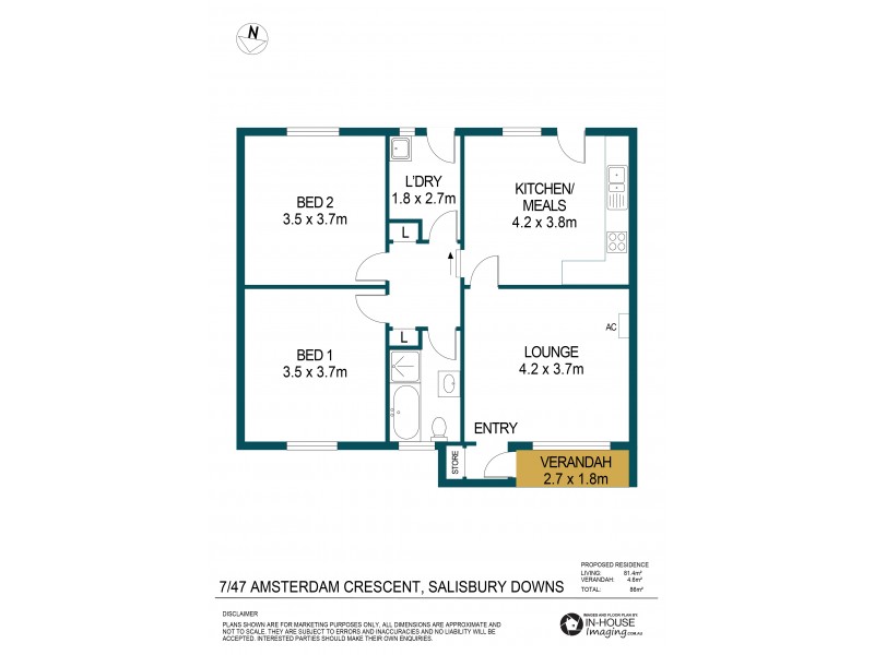 7/47 Amsterdam Crescent, Salisbury Downs SA 5108 Floorplan