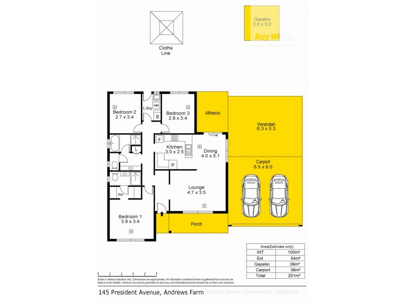 145 President Avenue, Andrews Farm SA 5114 Floorplan
