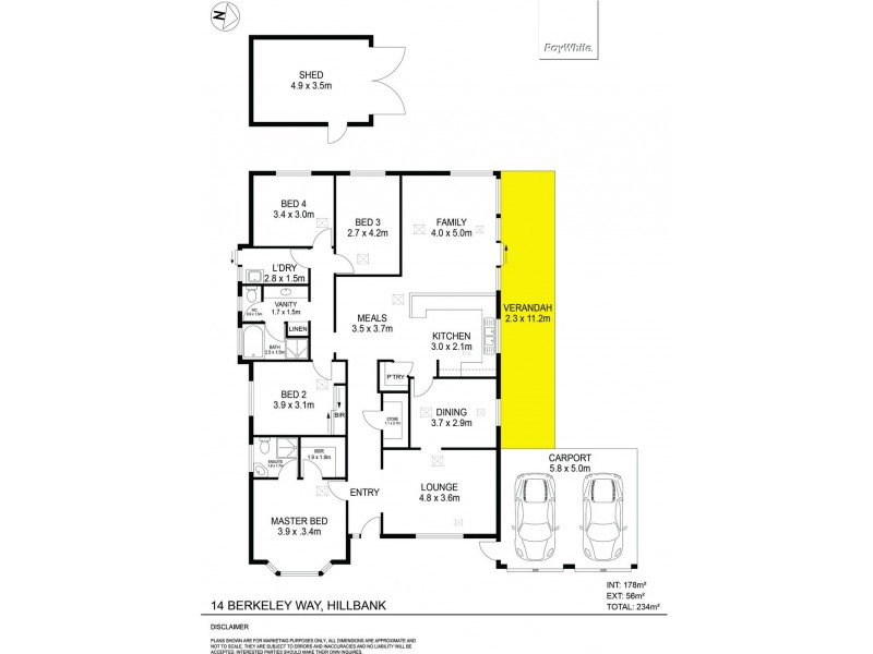 14 Berkeley Way, Hillbank SA 5112 Floorplan