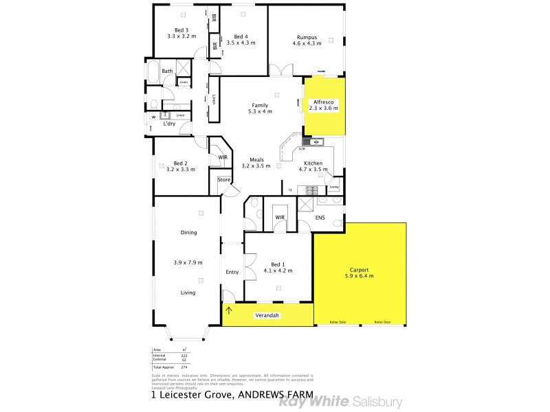 1 Leicester Grove, Andrews Farm SA 5114 Floorplan