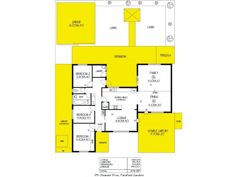 93 Oleander Drive, Parafield Gardens SA 5107 Floorplan