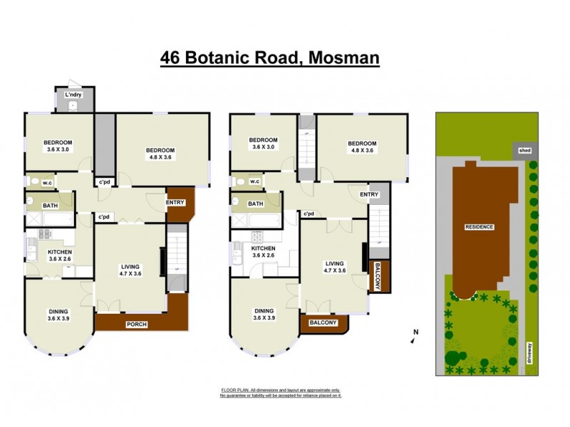 46 Botanic  Road, Mosman NSW 2088 Floorplan