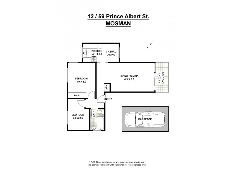 12/59 Prince Albert Street, Mosman NSW 2088 Floorplan