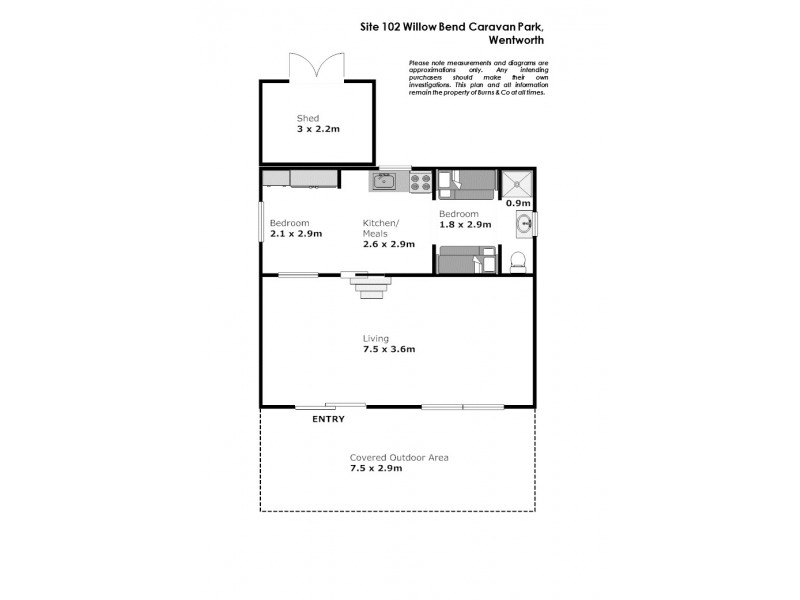 Site 102 Willow Bend Caravan Park, Wentworth NSW 2648 Floorplan