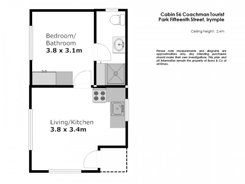 Cabin 56 Coachmans Tourist Park, 2163 Fifteenth Street, Irymple VIC 3498 Floorplan