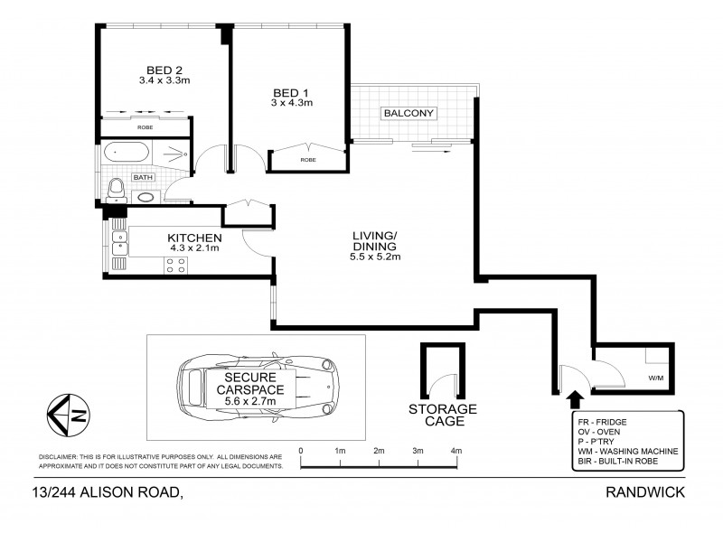 13/244 Alison Road – ‘Montego’ enter via St Marks Rd, Randwick NSW 2031 Floorplan