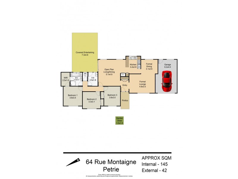 64 RUE MONTAIGNE, Petrie QLD 4502 Floorplan