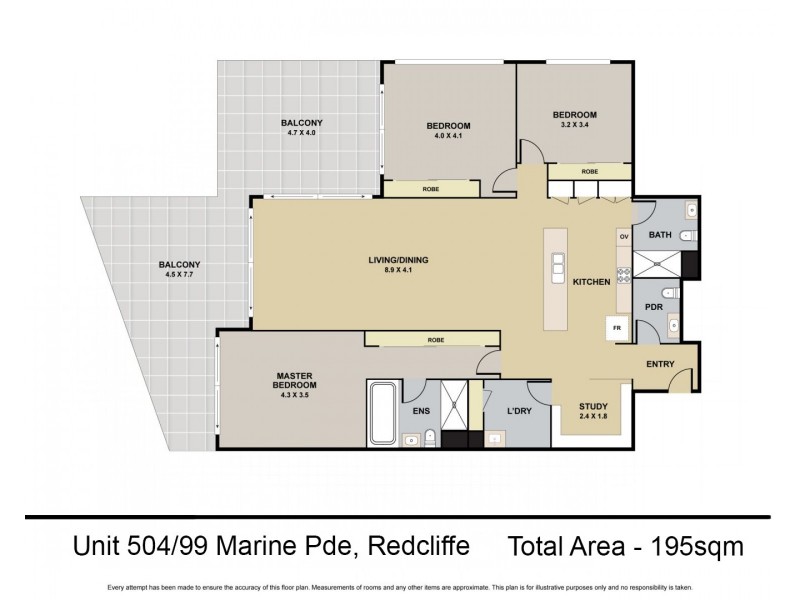 504/99 Marine Parade, Redcliffe QLD 4020 Floorplan