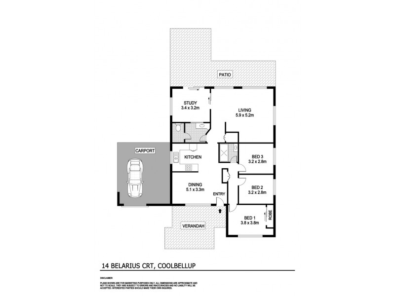 14 Belarius Street, Coolbellup WA 6163 Floorplan