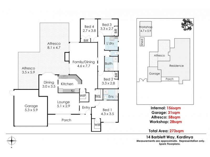14 Barblett Way, Kardinya WA 6163 Floorplan