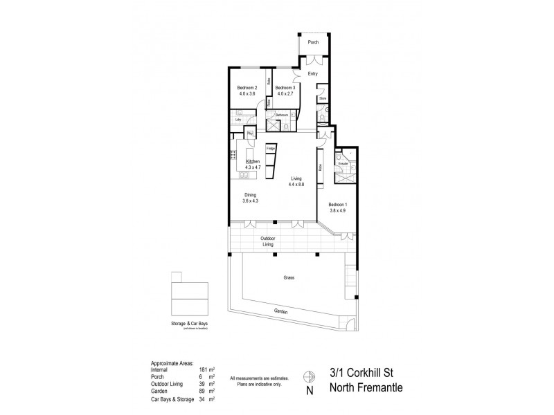 3/1 Corkhill Street, North Fremantle WA 6159 Floorplan