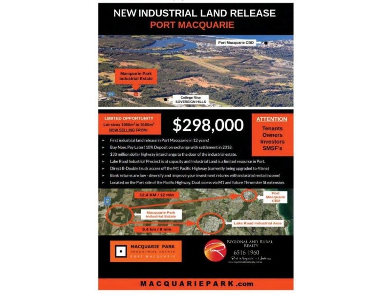 Lots 1 to 46 Macquarie Park Industrial Estate, Port Macquarie NSW 2444