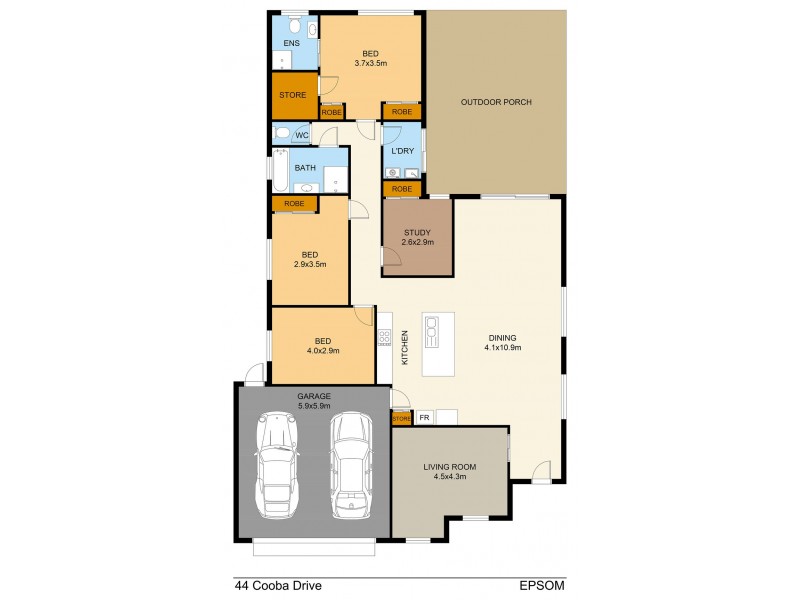 44 Cooba Drive, Epsom VIC 3551 Floorplan