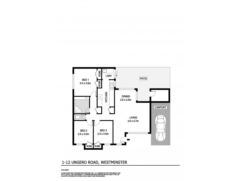1/12 UNGAROO ROAD, Westminster WA 6061 Floorplan