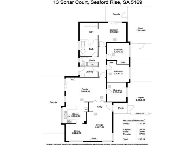 13 Sonar Court, Seaford Rise SA 5169 Floorplan