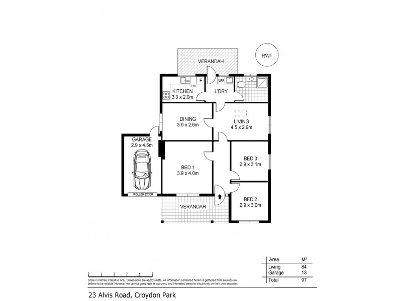 23 Alvis Road, Croydon Park SA 5008 Floorplan