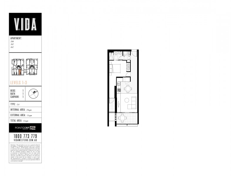 417/21 Buchanan Street, West End QLD 4101 Floorplan