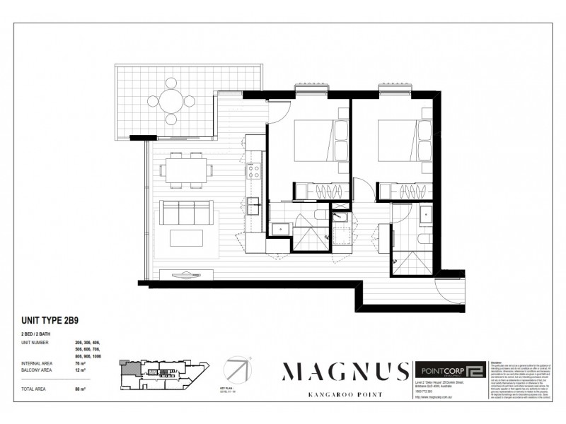 206/59 O’Connell Street, Kangaroo Point QLD 4169 Floorplan